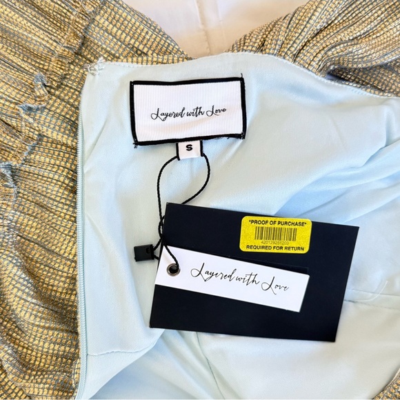 Layered With Love - Elegant Gold Mini Dress Size S - Picture 6 of 9